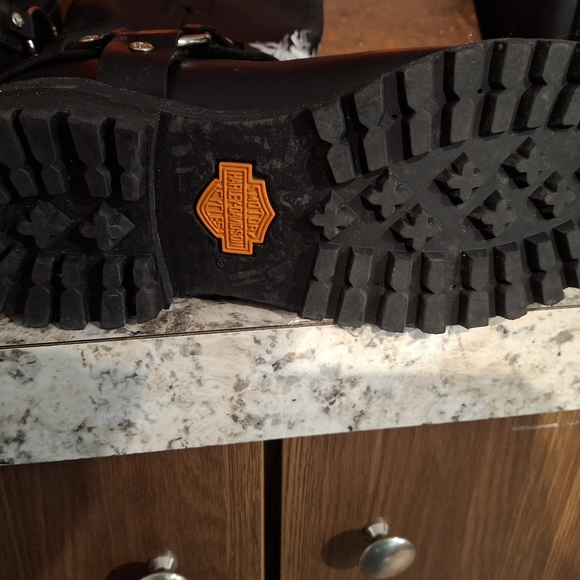 Harley-Davidson Black Leather Riding Boots with Silver Logo - Picture 6 of 6